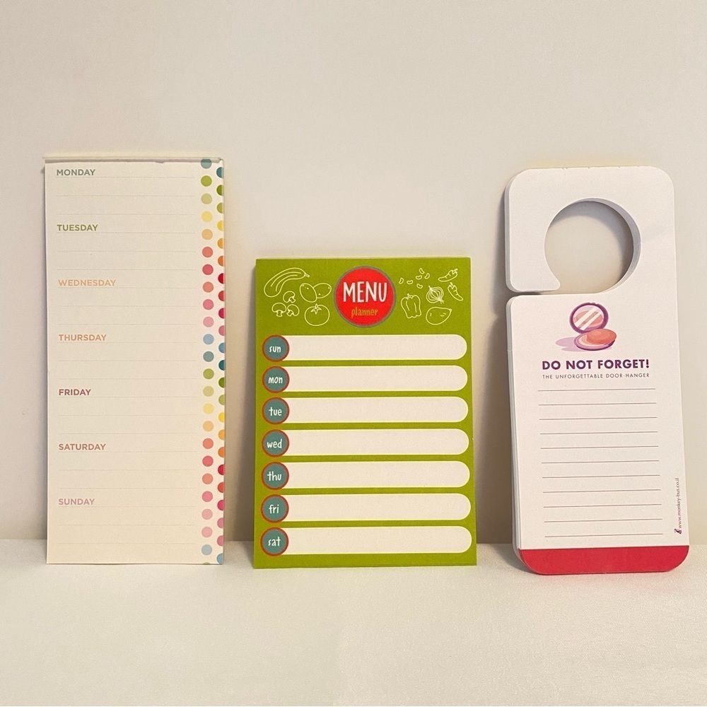 Day Of The Week List Pad/ Weekly Menu Planner/ Do Not Forget Door Hanger Pad